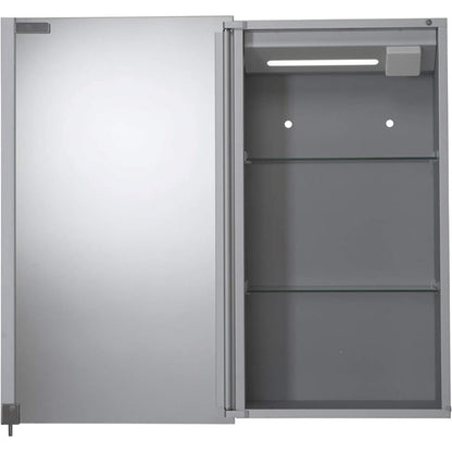 Croydex Maiford Mirrored Door Illuminated Cabinet with Shaver Socket Aluminium