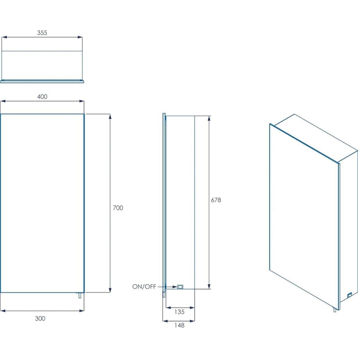 Croydex Maiford Mirrored Door Illuminated Cabinet with Shaver Socket Aluminium