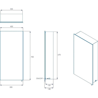 Croydex Maiford Mirrored Door Illuminated Cabinet with Shaver Socket Aluminium