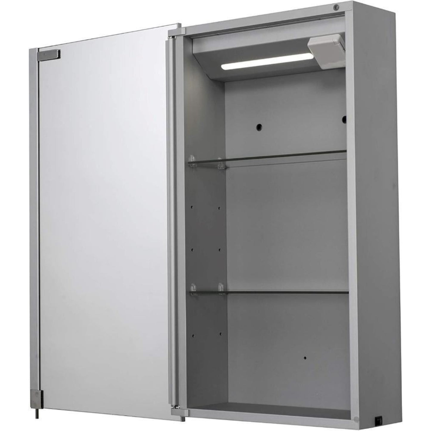 Croydex Maiford Mirrored Door Illuminated Cabinet with Shaver Socket Aluminium