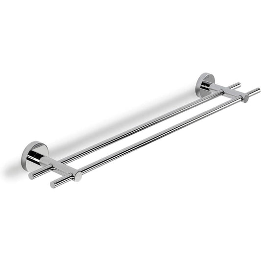 Croydex Double Towel Rail Flexi-Fix Britannia Brass and Stainless Steel Silver