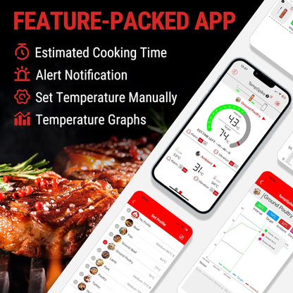 ThermoPro TempSpike Probe Wireless Meat Thermometer Bluetooth Air Fryer Grilling BBQ