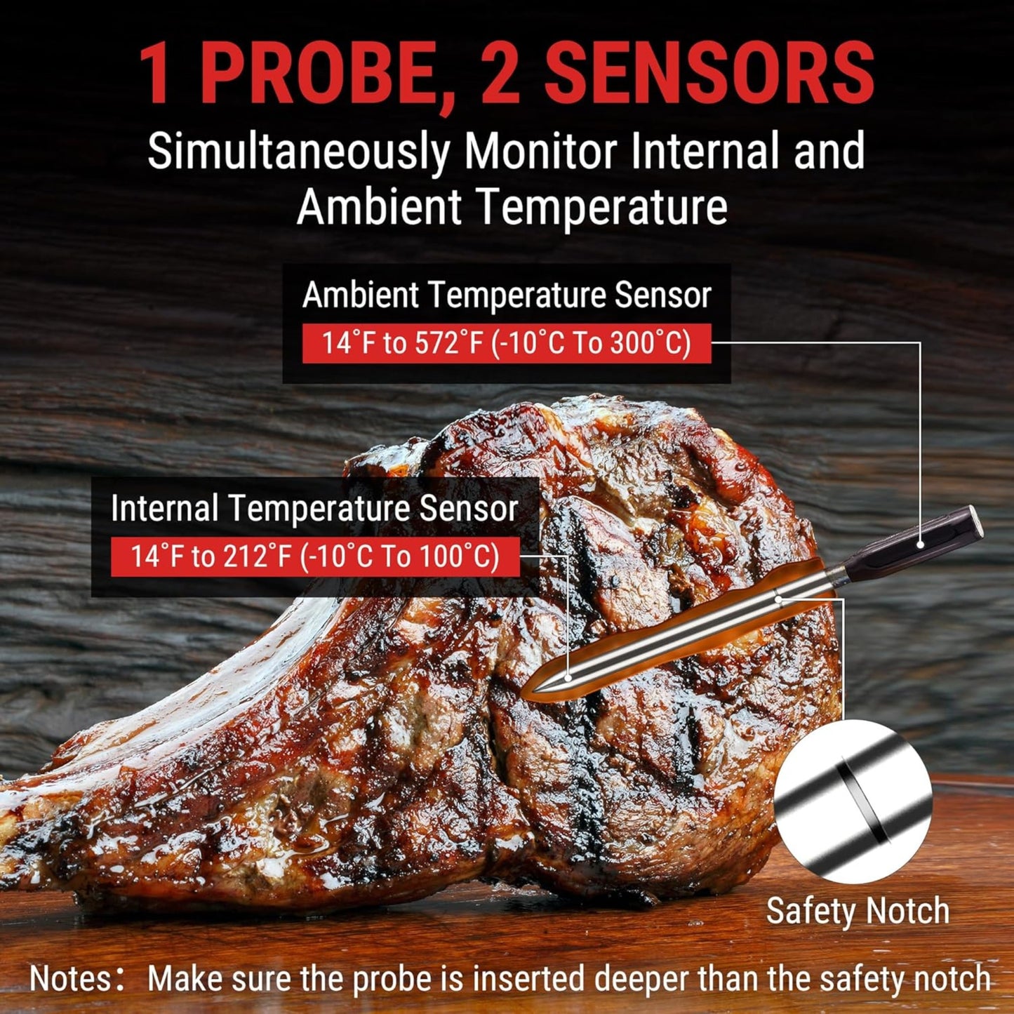ThermoPro TempSpike Probe Wireless Meat Thermometer Bluetooth Air Fryer Grilling BBQ