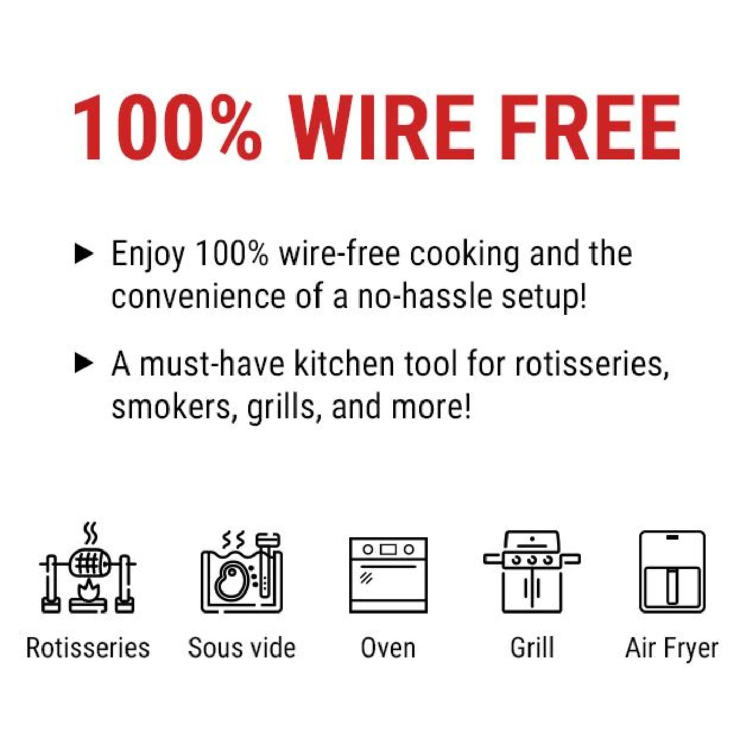ThermoPro TempSpike Probe Wireless Meat Thermometer Bluetooth Air Fryer Grilling BBQ