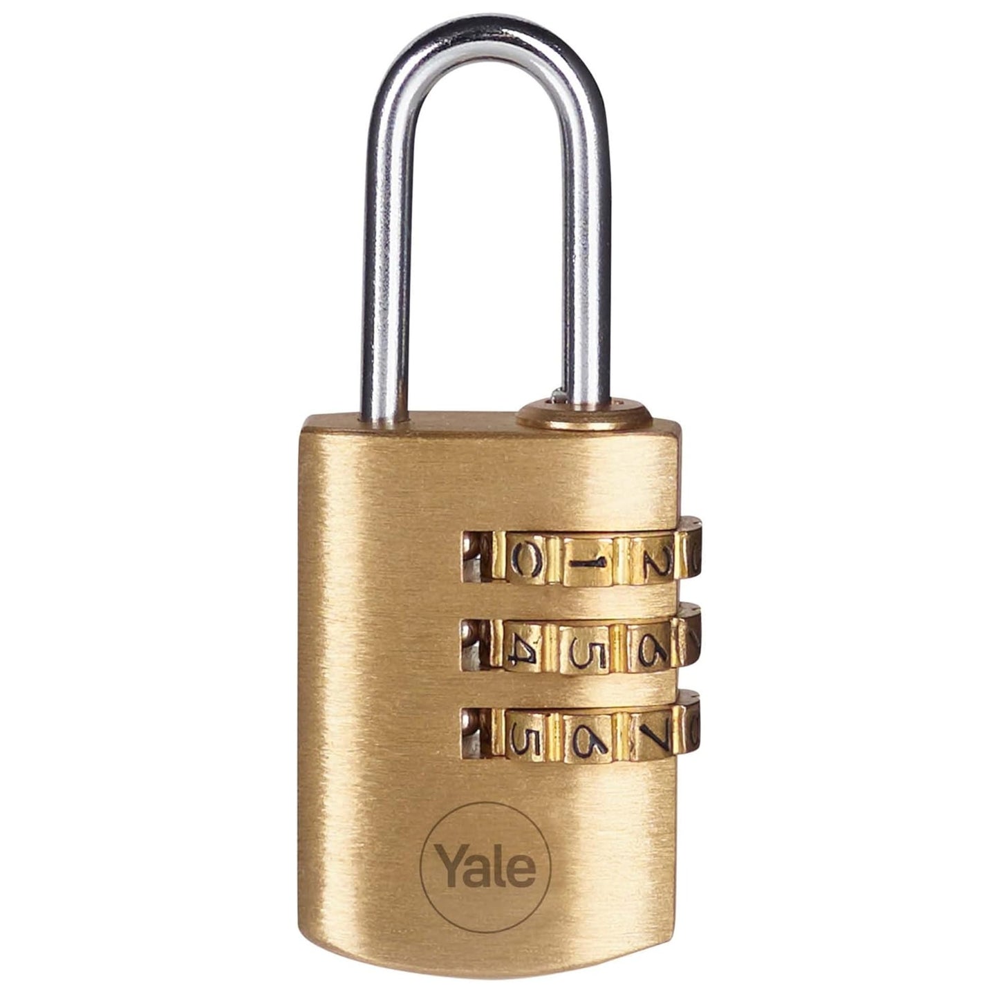 Yale Combination Padlock 22mm Brass Open Steel Shackle 3 dial Combination Lock