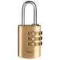 Yale Combination Padlock 22mm Brass Open Steel Shackle 3 dial Combination Lock