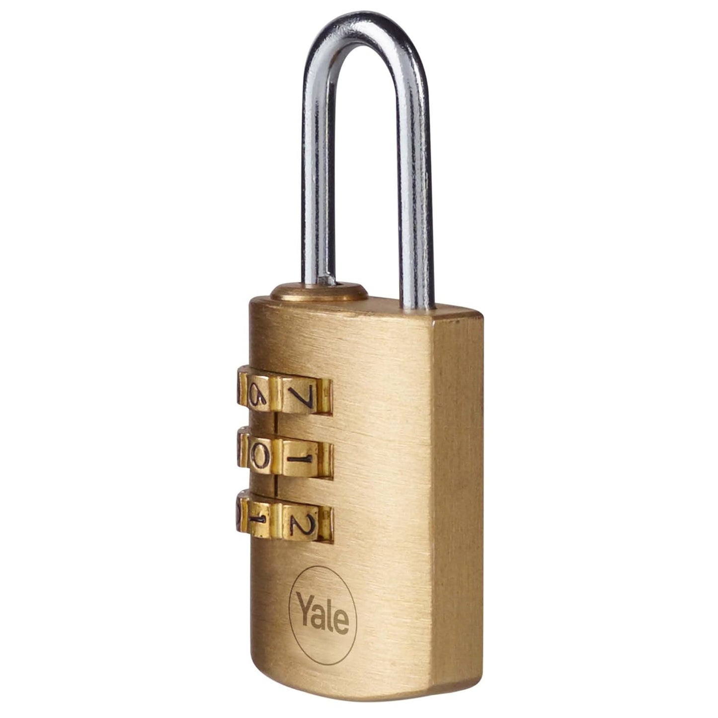 Yale Combination Padlock 22mm Brass Open Steel Shackle 3 dial Combination Lock