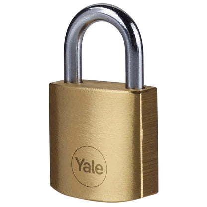 Yale Standard 25mm Brass Padlock x2 Pack Open Steel Shackle 3 keyed Alike Keys