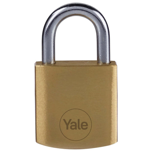 Yale Standard 25mm Brass Padlock x2 Pack Open Steel Shackle 3 keyed Alike Keys