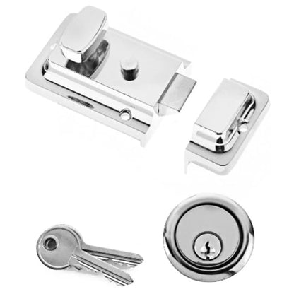Yale Essentials Deadlock Nightlatch 60mm Backset Chrome Finish 2 keys Included