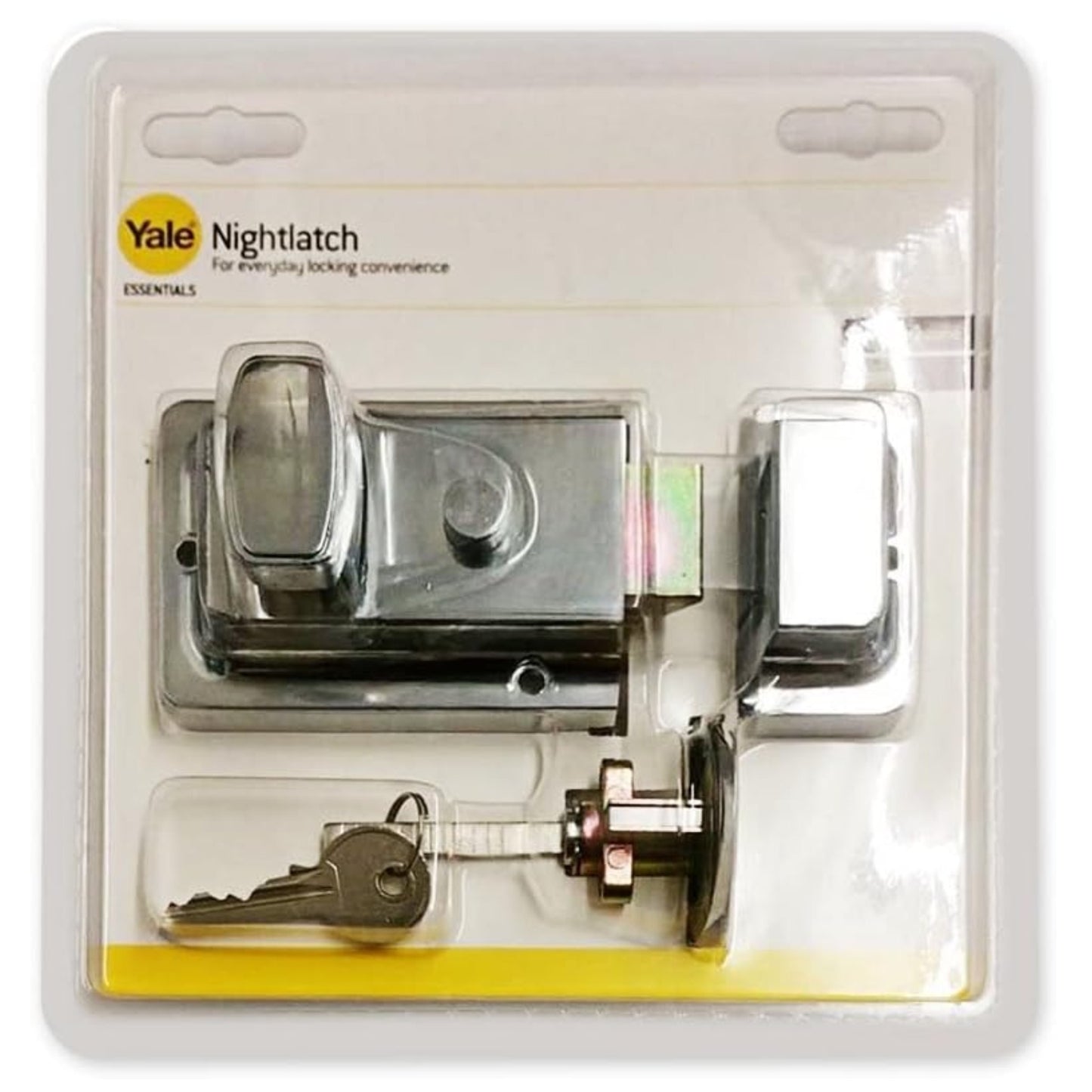 Yale Essentials Deadlock Nightlatch 60mm Backset Chrome Finish 2 keys Included