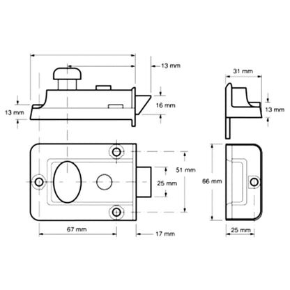 Yale Essentials Deadlock Nightlatch 60mm Backset Chrome Finish 2 keys Included