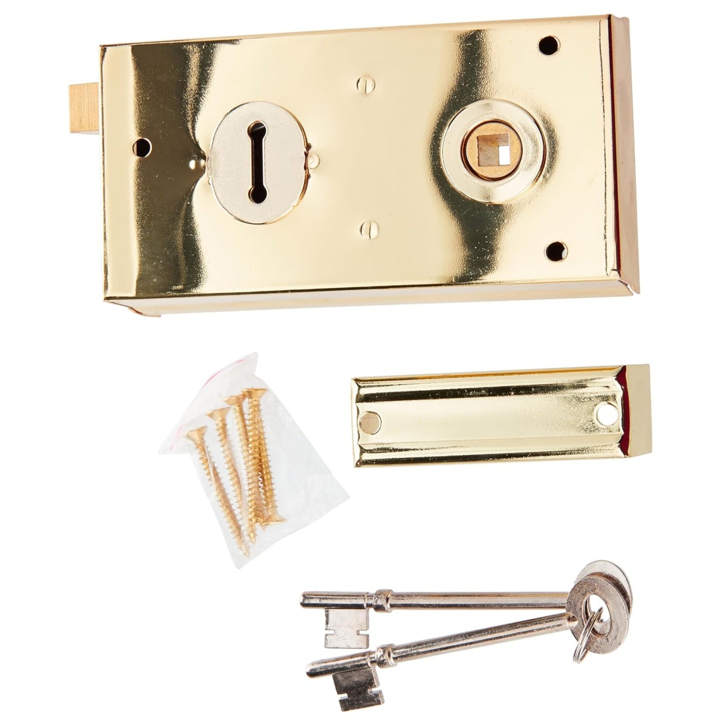 Yale Locks P401 Rim Lock 138 x 76mm Polished Brass Finish x2 keys Included
