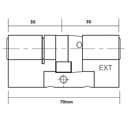 Yale Anti Snap 3 Star Double Cylinder High Security 35:45 80mm Brass B-YS3-3535B (Copy)