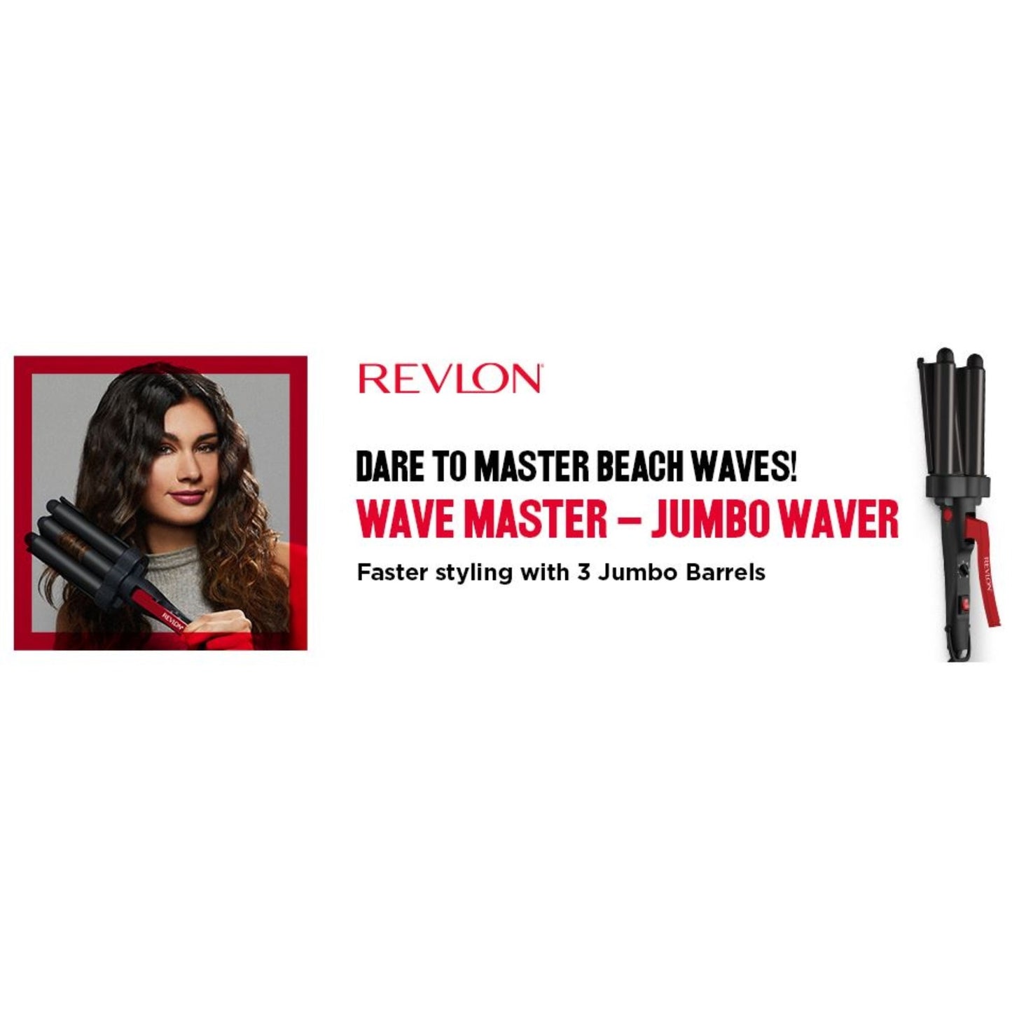 Revlon Wave Master Jumbo Waver Hair Inverter Triple Barrel Hair Waver with Tourmaline Ceramic Coating & 30 Heat Settings