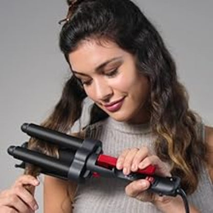 Revlon Wave Master Jumbo Waver Hair Inverter Triple Barrel Hair Waver with Tourmaline Ceramic Coating & 30 Heat Settings