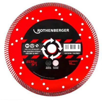 Rothenberger Turbo Diamond Blade 230mm Cutting Disc for Concrete Brick Masonry