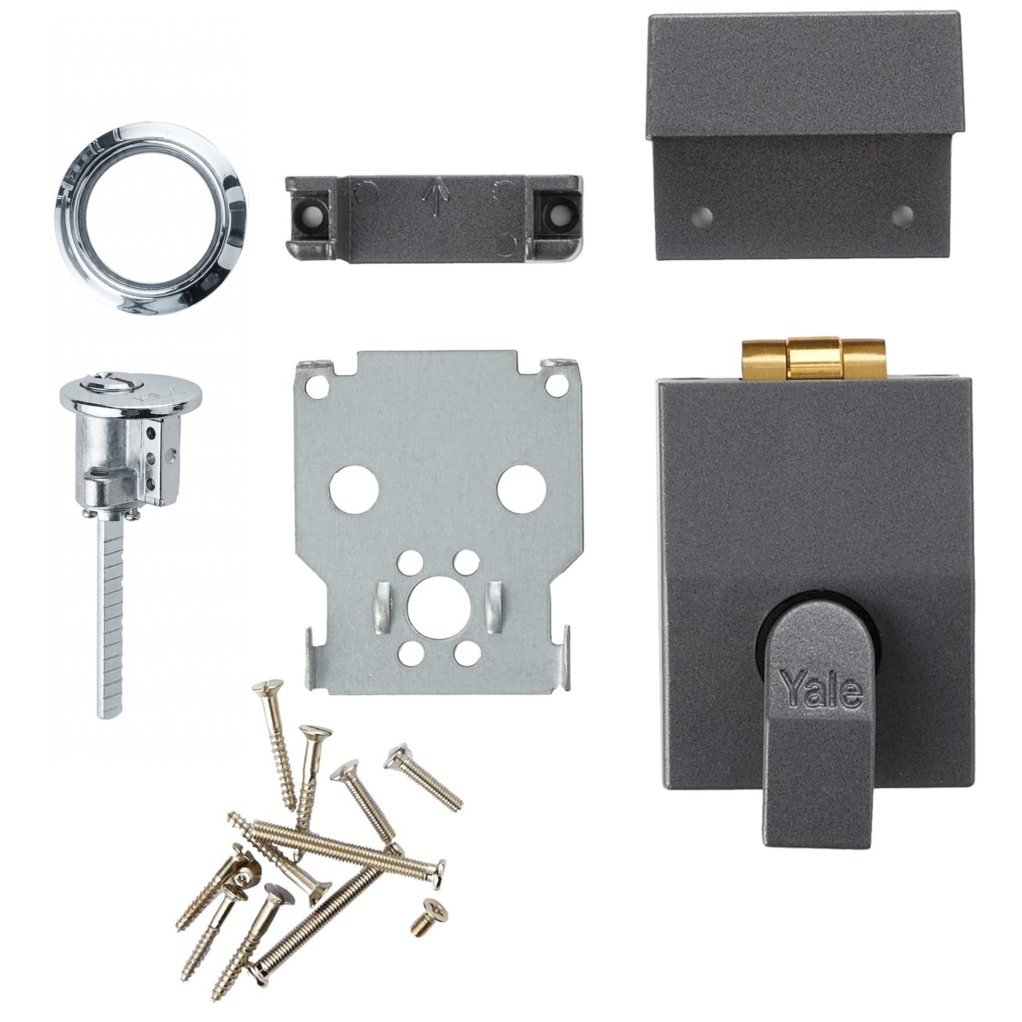 Yale 81 Rollerbolt Nightlatch Push Pull Action Lock Grey Case Chrome Cylinder 92mm