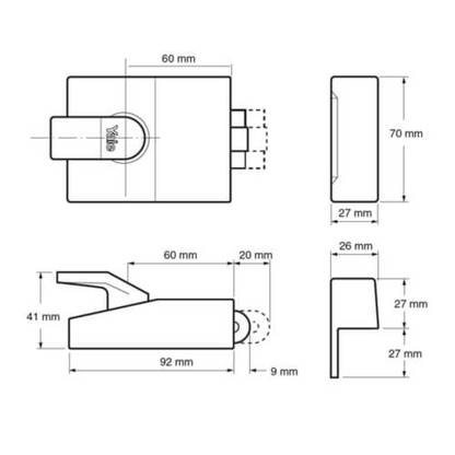 Yale 81 Rollerbolt Nightlatch Push Pull Action Lock Grey Case Chrome Cylinder 92mm
