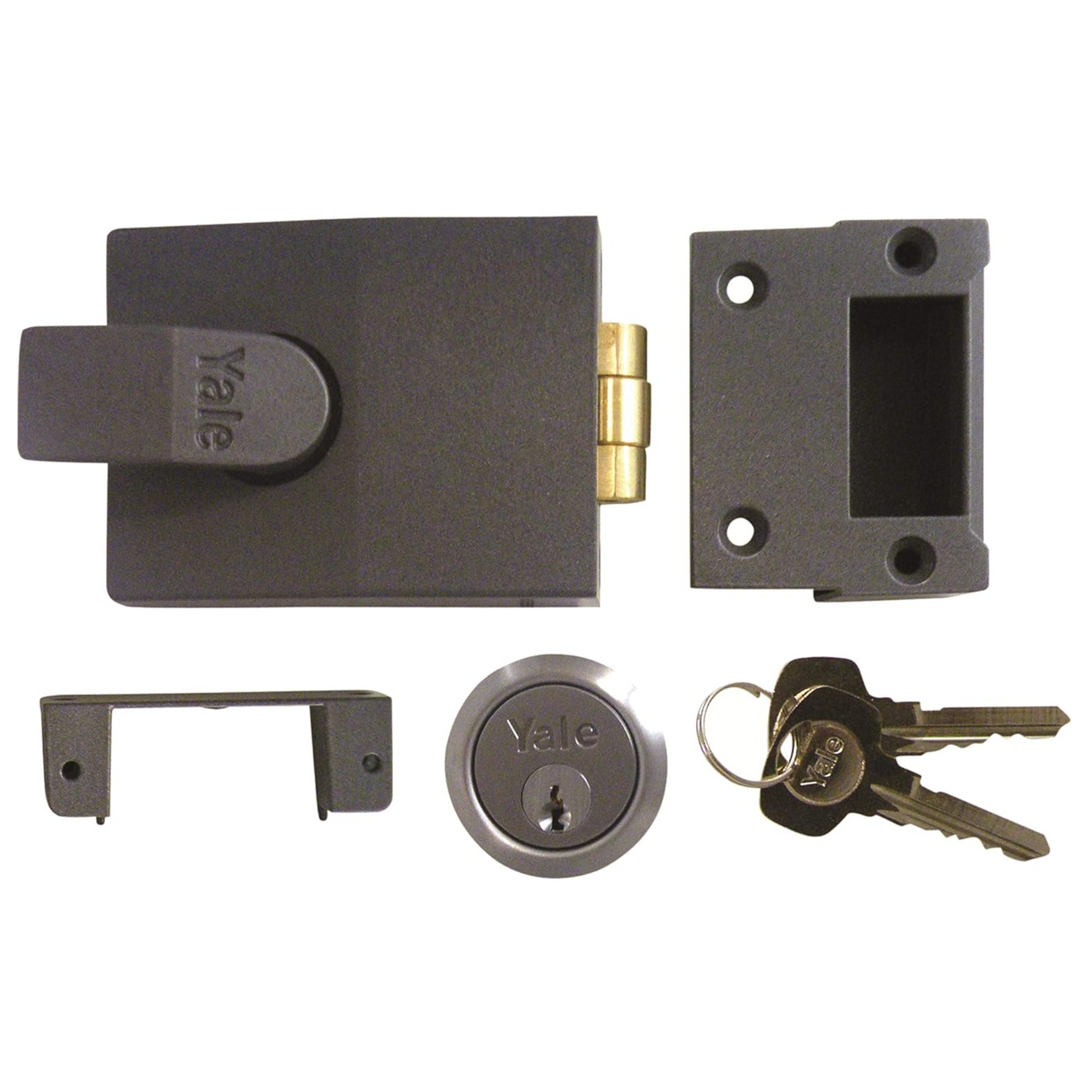 Yale 81 Rollerbolt Nightlatch Push Pull Action Lock Grey Case Chrome Cylinder 92mm