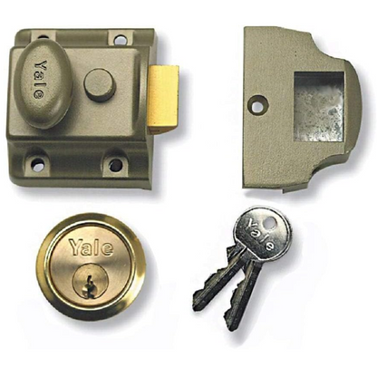 Yale Deadlatch Nightlatch Brass Cylinder 40 mm Backset x2 Keys B-723-ENB-PB-40