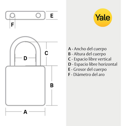 Yale High Security Heavy Duty 40mm Laminated Steel Padlock Open Hardened Shackle
