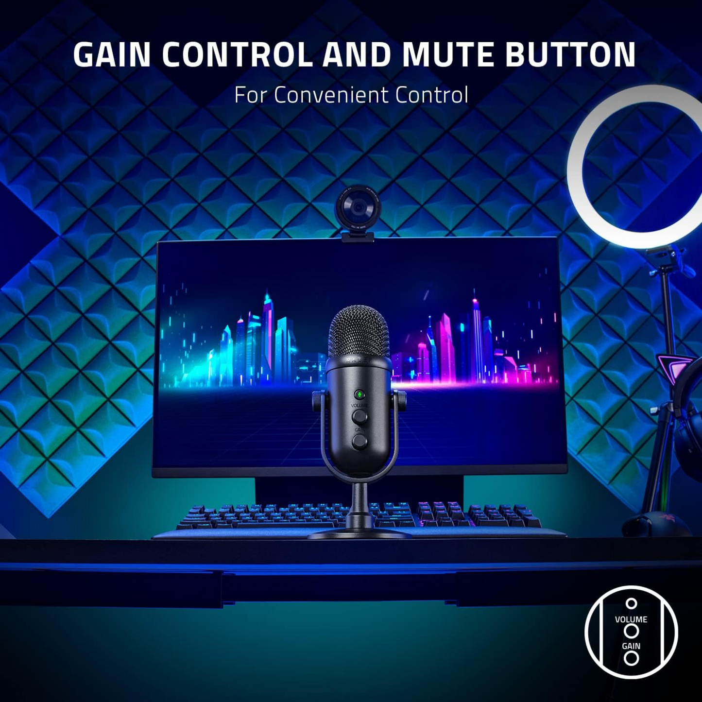 Razer Seiren V2 Pro USB Microphone for Streamers High Pass Filter Shock Absorber