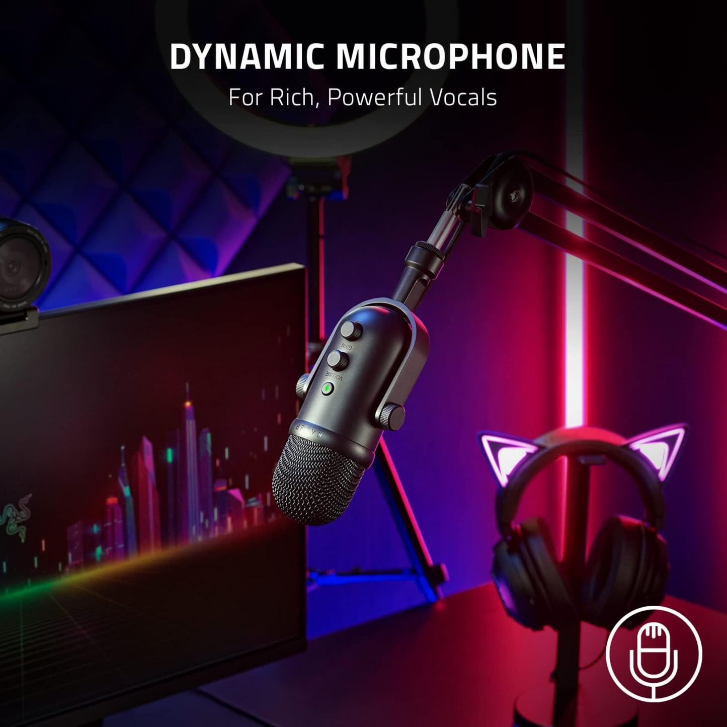 Razer Seiren V2 Pro USB Microphone for Streamers High Pass Filter Shock Absorber