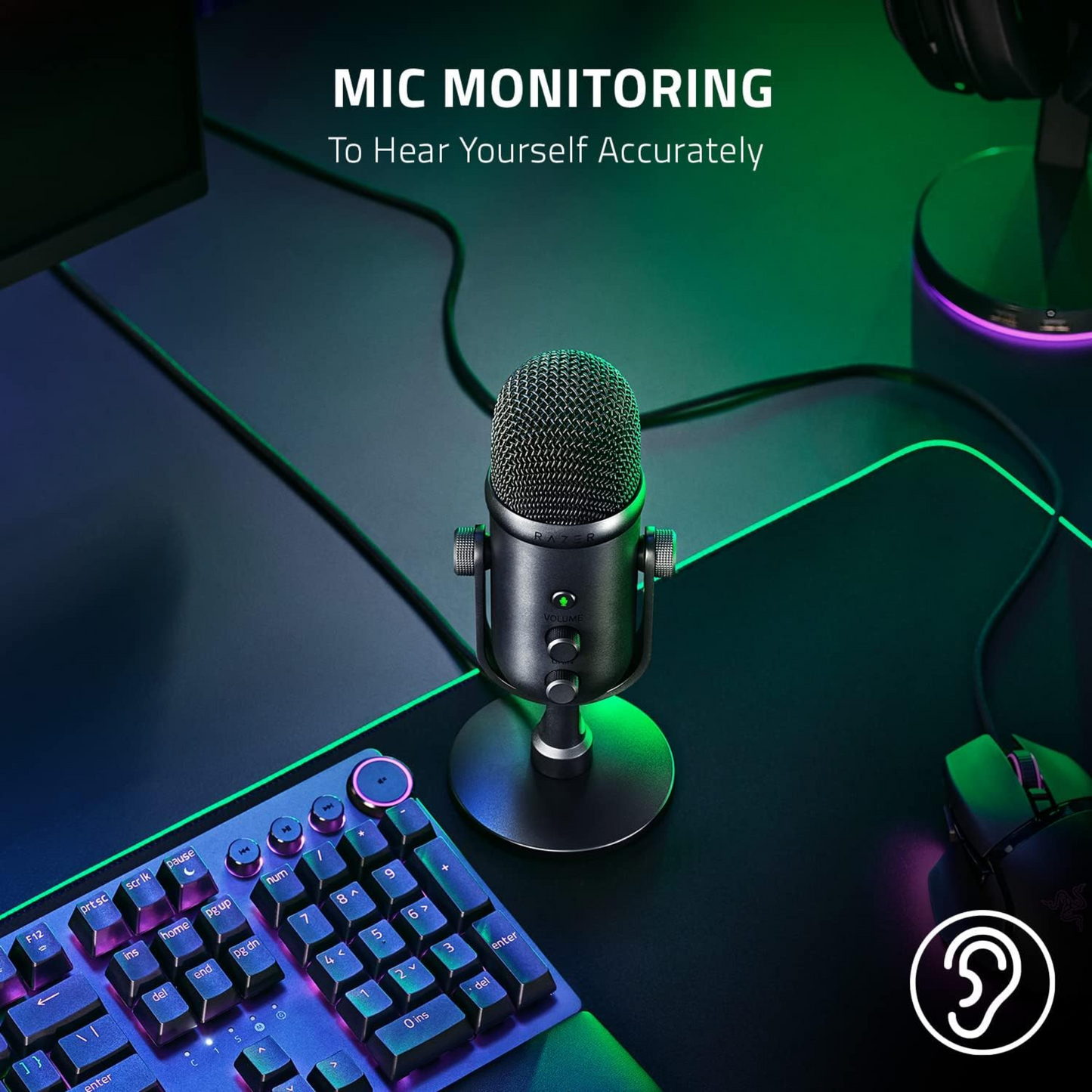 Razer Seiren V2 Pro USB Microphone for Streamers High Pass Filter Shock Absorber
