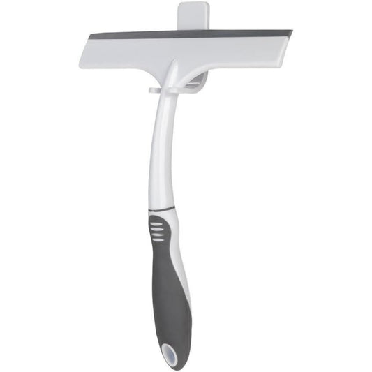 Croydex Squeegee and Holder White Bathroom Shower Glass Wiper with Wall Holder