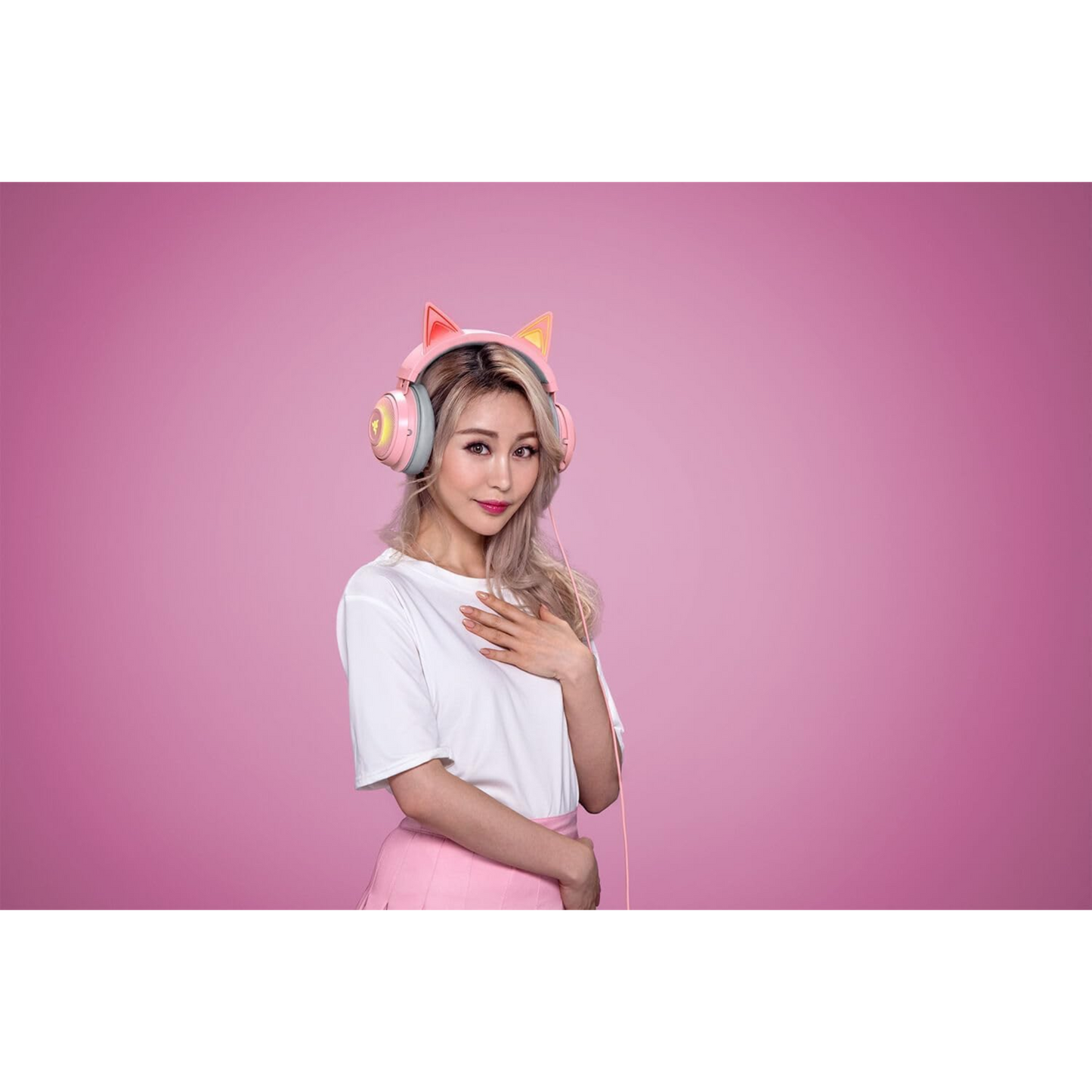 Razer Kraken Kitty Edition Gaming Headset Chroma Lighting Wired 50mm Driver Pink