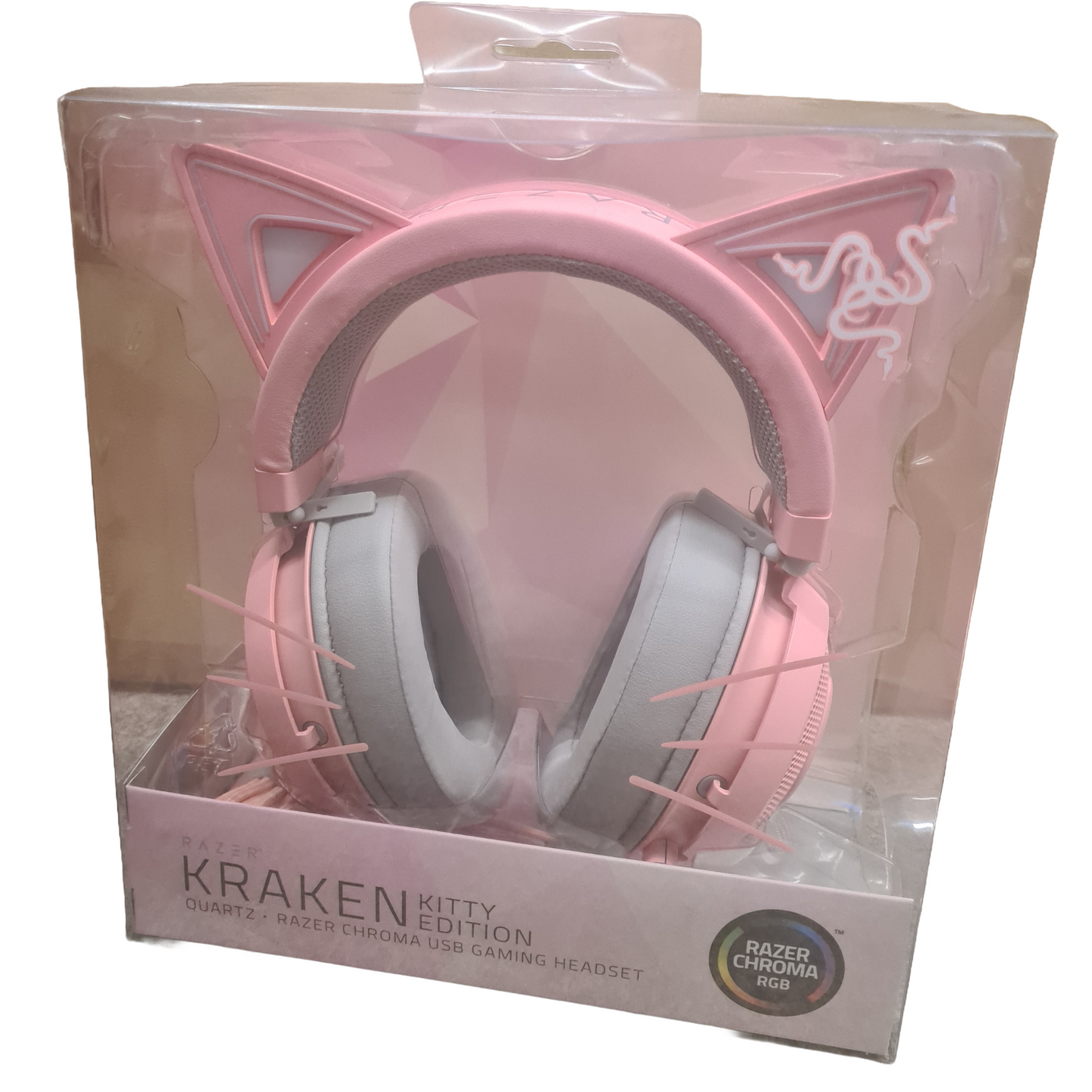 Razer Kraken Kitty Edition Gaming Headset Chroma Lighting Wired 50mm Driver Pink