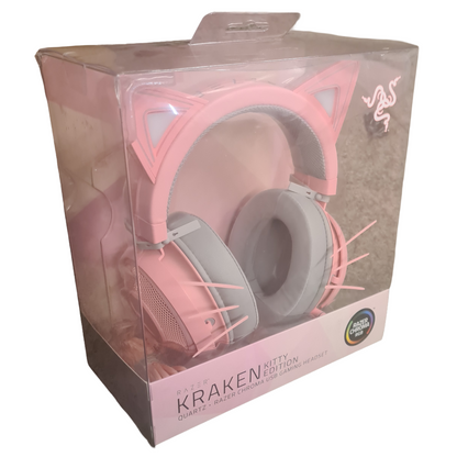 Razer Kraken Kitty Edition Gaming Headset Chroma Lighting Wired 50mm Driver Pink