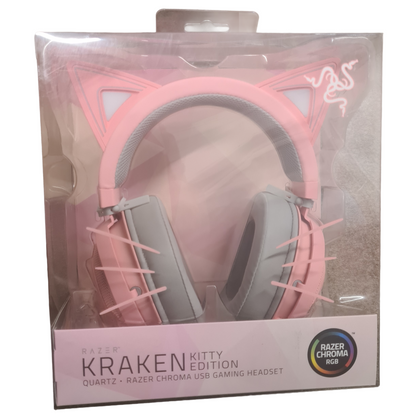 Razer Kraken Kitty Edition Gaming Headset Chroma Lighting Wired 50mm Driver Pink