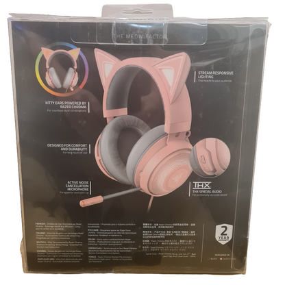 Razer Kraken Kitty Edition Gaming Headset Chroma Lighting Wired 50mm Driver Pink
