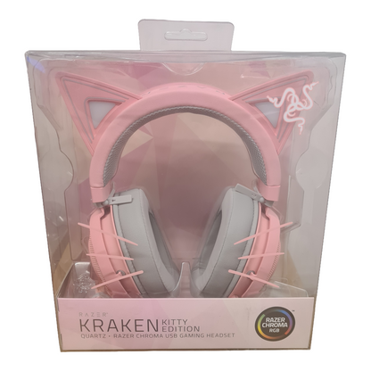 Razer Kraken Kitty Edition Gaming Headset Chroma Lighting Wired 50mm Driver Pink