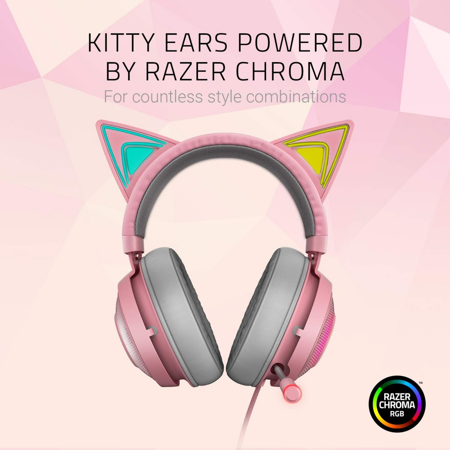 Razer Kraken Kitty Edition Gaming Headset Chroma Lighting Wired 50mm Driver Pink