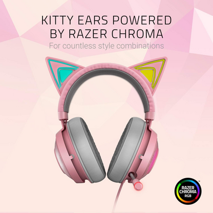 Razer Kraken Kitty Edition Gaming Headset Chroma Lighting Wired 50mm Driver Pink