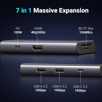 UGREEN USB C Hub 7-in-1 Revodok USB Hub 4K HDMI to USB-C 100W microSD SD Card