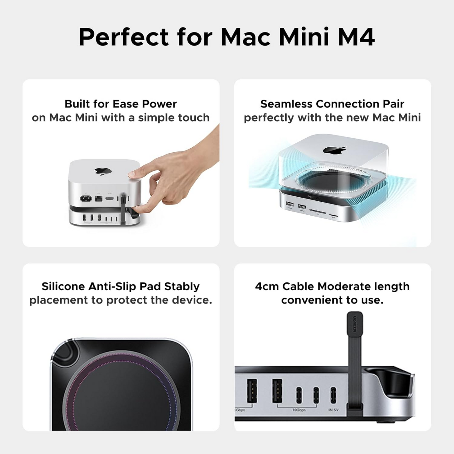 UGREEN Mac Mini M4 Dock 10Gbps NVMe SSD Enclosure USB C Hub with with 3x USB-A