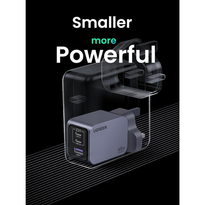 UGREEN 65W USB C Charger Nexode Pro 3-Port Compact Fast Charger UK 3 Pin Plug