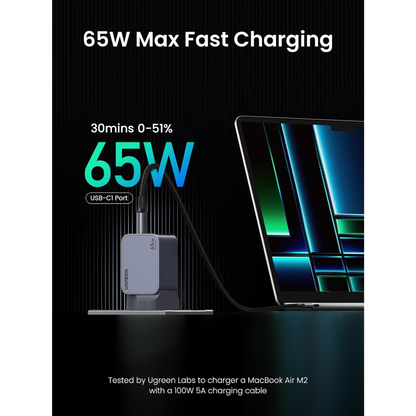UGREEN 65W USB C Charger Nexode Pro 3-Port Compact Fast Charger UK 3 Pin Plug
