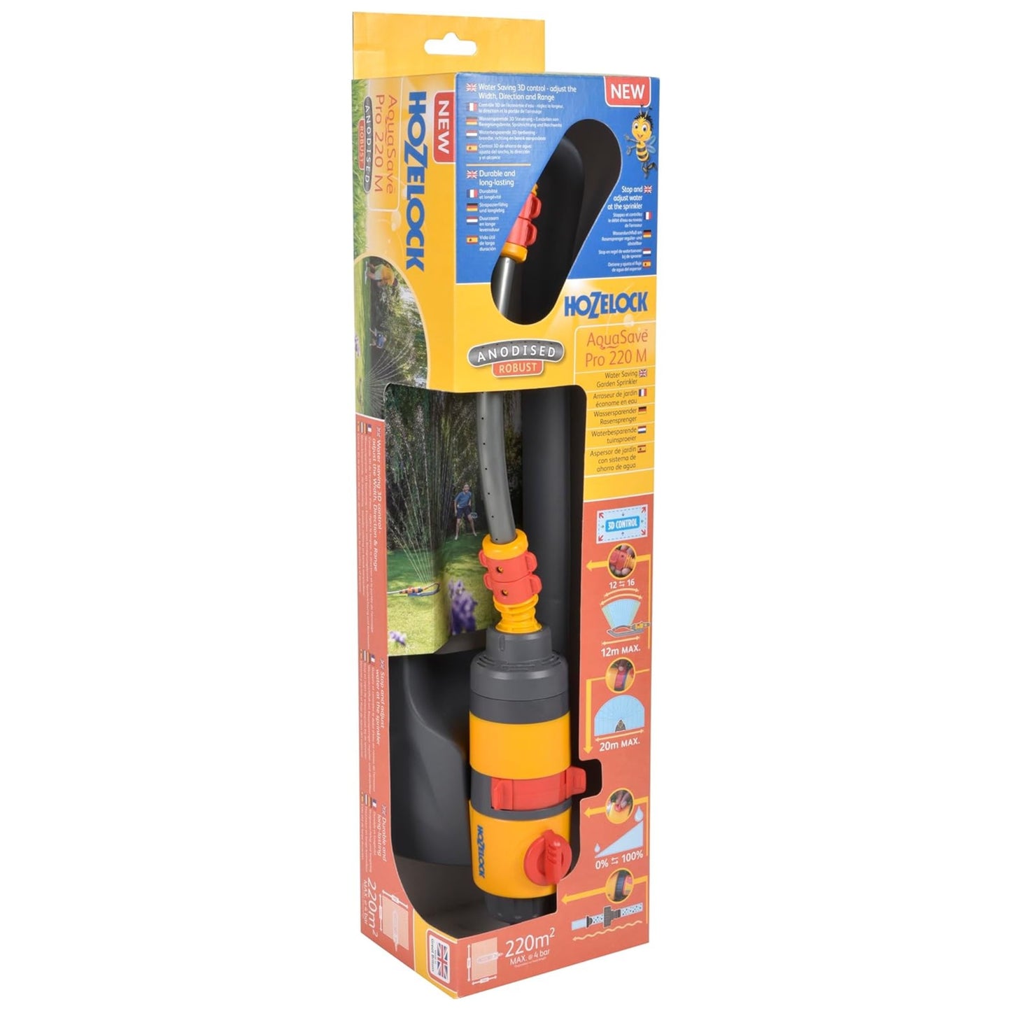 Hozelock Rectangular Oscillating Sprinkler AquaSave Pro Adjustable Cover and Flow