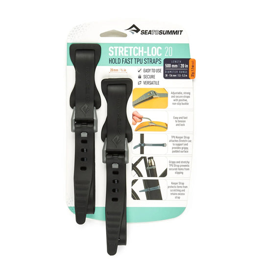 Sea to Summit x2 Stretch-Loc 20 Straps Black 20 x 500mm Diameter Range 38-134mm