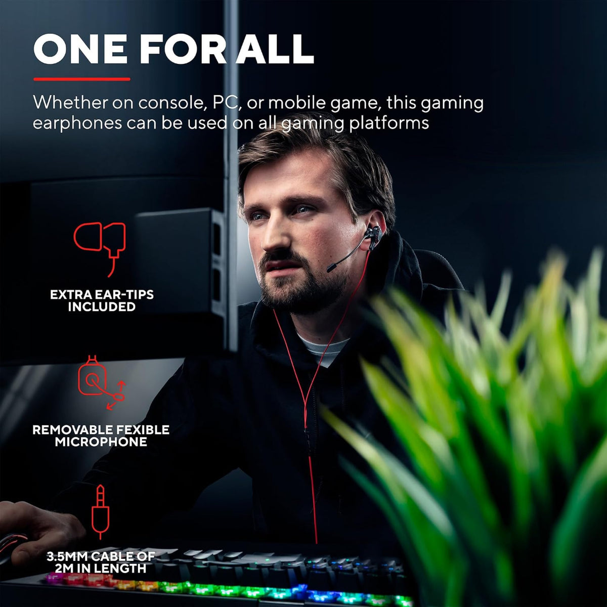 Trust Gaming In-Ear Earphones Cobra Multiplatform Headphones with Mic Hard Case