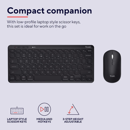 Trust Wireless Bluetooth Keyboard and Mouse QWERTY UK Rechargeable Multi-Device