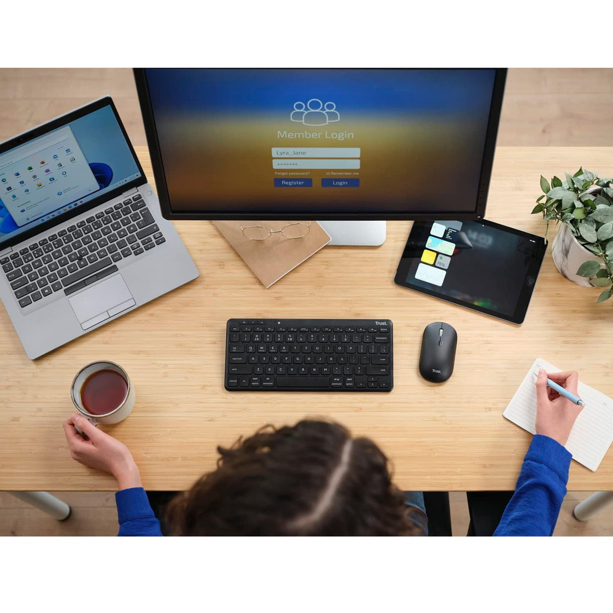 Trust Wireless Bluetooth Keyboard and Mouse QWERTY UK Rechargeable Multi-Device