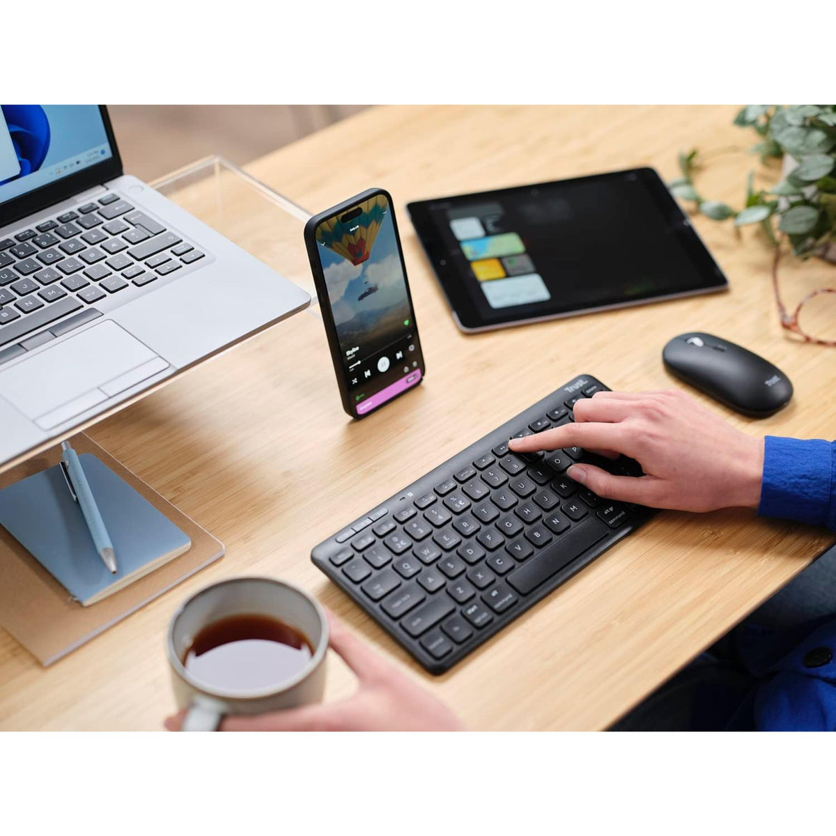 Trust Wireless Bluetooth Keyboard and Mouse QWERTY UK Rechargeable Multi-Device