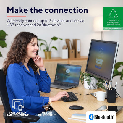 Trust Wireless Bluetooth Keyboard and Mouse QWERTY UK Rechargeable Multi-Device