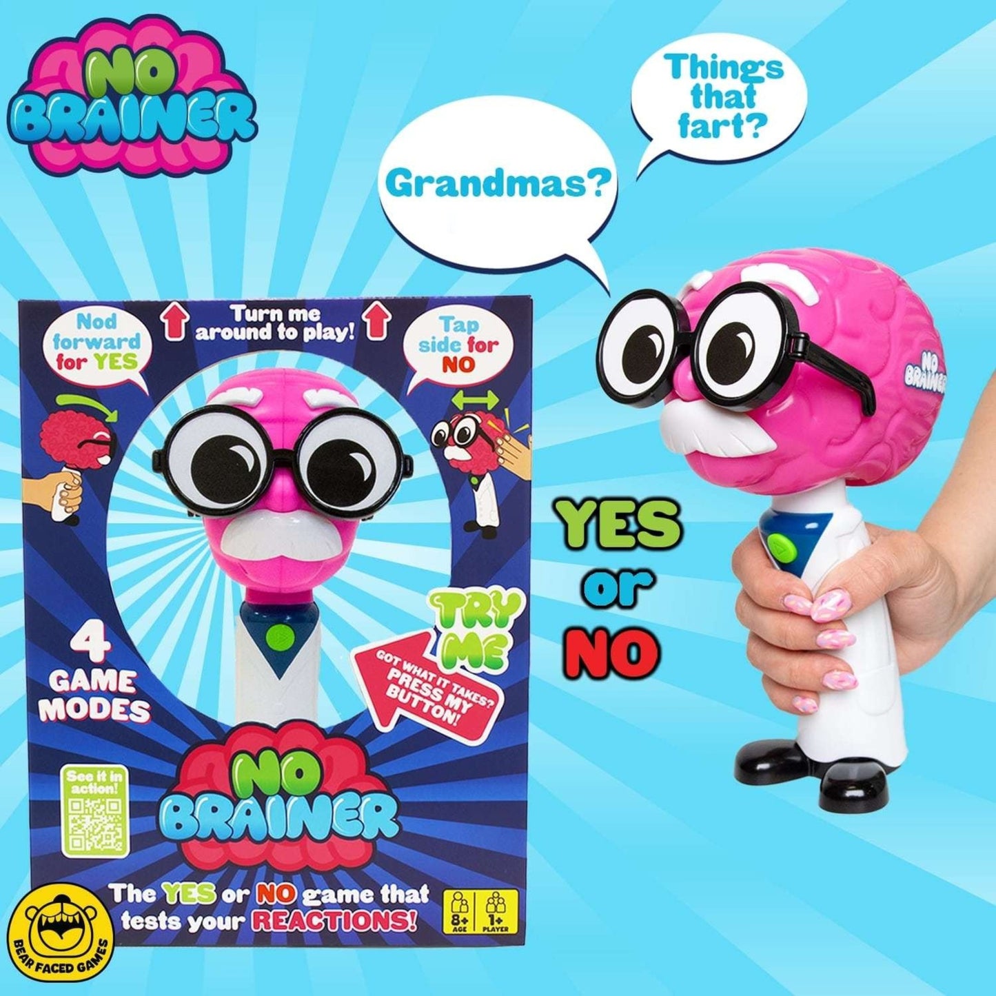 No Brainer Electronic Fast Reactions Yes No Family Quiz Party Game Chaotic Fun